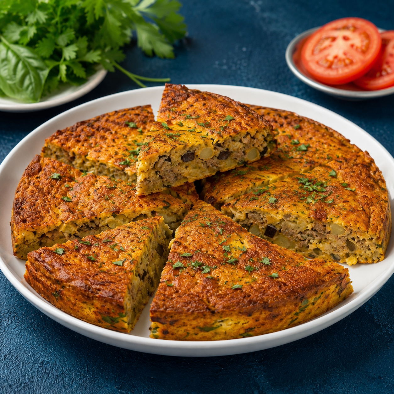 کوکو بادمجان با گوشت چرخ‌کرده